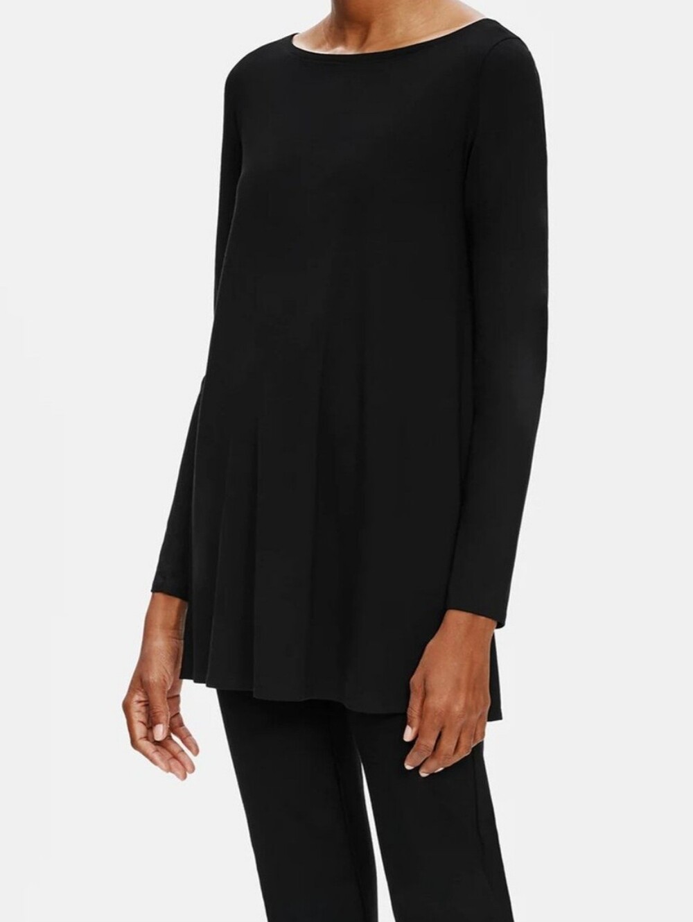 Eileen Fisher Long Sleeve Tunic Women's 1X Black Staple Minimal Quiet Luxury